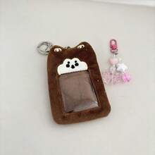 Kawaii 3 Inch Plush Card Holder, Kpop Postcards Storage Bag,Keychain Pendant- Squirrel - Brown - View 8