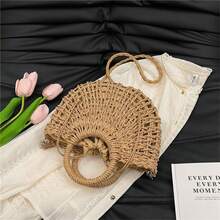 Oaoleer 1PC Straw Clutch Purses For Women Woven Straw Beach Sea Handbag Tote Bags For Summer - Màu Khaki - Xem 4