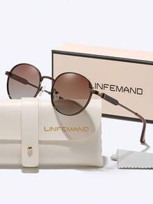 LINFEMAND Retro Classic Round Metal Frame Decorative Fashionable Fashion Glasses For Men And Women, Suitable For Driving, Travel, Beach Party, Holidays, Gifts - Multicolor - View 3