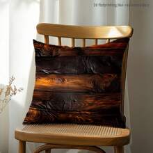 1pc 17.7*17.7in(45*45cm) Realistic Tree Texture Printed Polyester Pillow Cover [No Pillow Insert Included], Single-Sided Printing, Nature Scenery Cushion Cover For Sofa, Living Room, Bedroom, Car, Office, Hotel, Gift For Family & Friends, Home Decor
