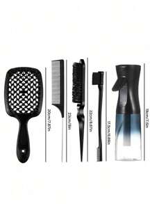 5pcs Hair Styling Set, (6.8 Ounces / 200 Milliliters) Gradient Continuous Fine Mist Spray Bottle, High-Quality Mesh Comb, Suitable For Adult And Girl's Hair, With Comb Teeth Edge, Suitable For Hairstyle Design And Use By Hairdressers., Hair Styling, Hair Stuff, Comb Hair ,Hair Accessories