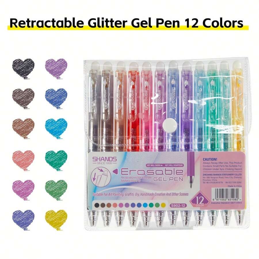 1 Sets Of Color Retractable Quick Drying Neutral Pens With Large Capacity 12/24/36 Pieces Of Erasable Gel Pen, Paint Marker Pen, Quick Drying And Continuous Ink Neutral Pen, Suitable For Back To School Season, Art Supplies