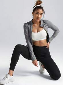 Soyun 女士运动夹克，适合户外活动、旅行、休闲穿着、聚会、办公和健身房等场合，春季款。 - 灰色 - 查看 6