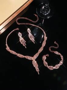 Fashionable Tassel Elegant Jewelry Necklace Set, Minimalist High-End Bridal Jewelry For Daily Wear And Wedding