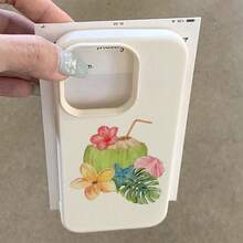 1pc TPU Material Fresh Flower, Coconut, Starfish Pattern Phone Case Compatible With Apple/ Phones - White - View 4
