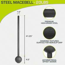 Maza de acero, maza de acero resistente, maza para ejercicios con agarre antideslizante para Gada, entrenamiento de fuerza y núcleo - Negro - Ver 2
