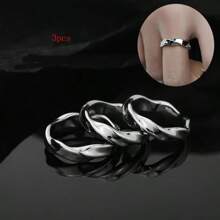 1pc Stainless Steel Adjustable Open Ring, Fashionable Versatile Classic Decorative Ring For Men