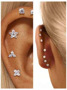 Pendientes de plata de ley 925 con flores de moissanita para mujer, aretes clásicos minimalistas, regalo de boda o para mamá, joyería fina