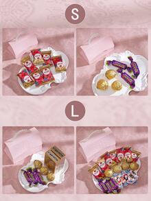 10个装时尚压纹礼品盒，黑白款式，配缎带和仿珍珠手柄，多种尺寸可选，适用于各种场合。凸版印刷花卉糖果盒，迷你包装袋，纸盒，礼品套装盒，小礼品袋，婚礼回礼，派对装饰。