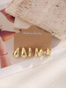 6/18pcs Fashionable Metallic ABS Resin Creative Personalized Women Earring Set, Suitable For Daily Wear, Festivals, As Small Gift For Friends