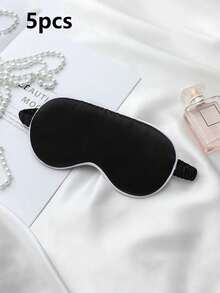 1pc/3pcs/5pcs/10pcs Black, Champagne, Gray, Pink, Green, Blue, Dark Green Double-Sided Silk-Like Breathable Sleep Eye Mask, Relieve Eye Fatigue, Suitable For Girls Nap, Blackout Eye Mask, Non-Tight - Multicolor - View 26