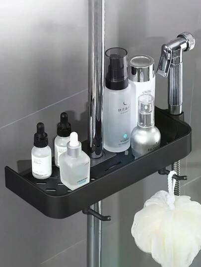 Wall Mounted Adjustable Shower Caddy, Rustproof Bath Storage Organizer Rack For Shampoo, Conditioner, Soap, Lotion, Bathroom Accessories