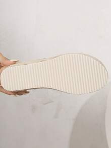 Sandalias de plataforma con cuña de cuerda y punta abierta de paja para mujer, suelas gruesas y elevadas para uso en exteriores en verano - transparente - Ver 7