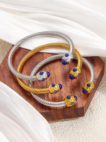 扭曲电缆手镯采用绿松石风格的 18K 镀金不锈钢制成 - 可调节、高光泽、防褪色,适用于女性日常和情人节礼物,理想的友谊珠宝,妈妈,母亲,母亲节,礼物 - 袖扣手鐲 - 查看 7