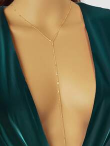 1pc Minimalist Gold Criss-Cross Bikini Top Body Jewelry - Gold - View 1