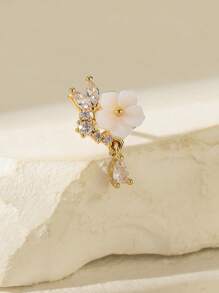 1 pieza Arete de nariz con forma de lágrima con baño de oro brillante, de moda para el uso diario de las mujeres