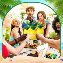 1pc 500ml Hawaiian Pineapple Coconut Fruit Shaped Juice Cup, Drinking Water Glass Tropical Summer, Beach, Pool Party Decor (Straw Not Included)