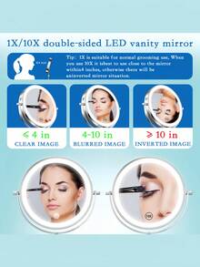 7-Inch Metal Mirror, Two-Sided Makeup Mirror, 360-Degree Rotating Mirror, Suitable For Bathrooms, Dressing Tables, Offices And Dormitories - Silver - View 5