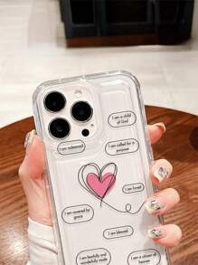 1 Stück Buchstaben- & Herz-Design TPU transparente stoßfeste Handyhülle, geeignet als Urlaubsgeschenk für XS/XS Max/XR/11 12 13 14 15 16 Pro/Pro Max/14 15 16 Plus, kompatibel mit