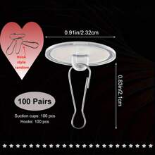 100Pairs Easy-Install No-Drill Ceiling Hooks - Transparent, Damage-Free Adhesive Hangers For Festive & Party Decorations, Stainless Steel, Ideal For Christmas & Birthday Celebrations