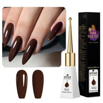 Mtssii 1瓶10毫升咖啡棕色凝胶指甲油，持久耐用，不含铅，半永久性可卸UV凝胶指甲油，适合夏季美甲，美甲彩绘凝胶，带包装盒，美甲沙龙及居家DIY美甲