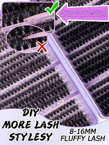 800pcs Eyelash Extension Kit, DIY Eyelash Extension Set, Individual Lash Clusters, D-Curl, Eyelash Cluster Set Includes Eyelash Glue, Remover, And Applicator Brush, Easy For Home Use (30D-40D-50D+60D+80D+100D). Eyelash Cluster Set, Suitable For Travel, Daily Wear (Beginner Friendly), Wedding, Date, Party, Holiday, Also Great For Christmas/Halloween/Gift Eyelash Set. - Black - View 5