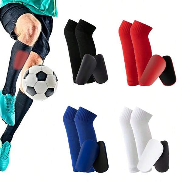 2pcs/Set New Sports Soccer Leg Warmers+Soccer Shin Guard, Thicken Breathable Compression Calf Leg Warmers, Football Match Accessories
