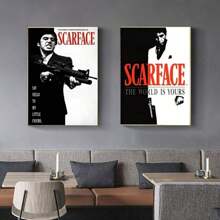2pcs Set Of Classic Black & White Movie Posters On Canvas - Perfect For Living Room, Bedroom, Study, Or Bar Decor - Wall Art, Unframed, Ideal Gift For Home Decoration