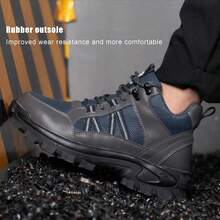 Steel Toe Safety Shoes - Breathable Upper, Kevlar Puncture-Resistant Midsole, Non-Slip Rubber Sole, Impact Protection, Ideal For Industrial & Construction Work - Grey - View 3
