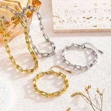 1pc Adjustable Stainless Steel U-Shaped Horseshoe Chain Bracelet/Necklace, Unisex