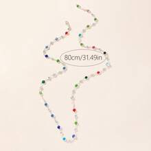 1pc Color Changing Glass Heart Pendant Boho Long Necklace, Shiny Sparkly Sexy Deep V Decor Necklace For Daily Wear, Dates, Parties, Holidays, Anniversaries, Birthdays, Elegant Chic Minimalist Luxury Fashion Gift