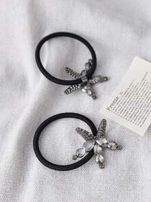 1pc Luxury Rhinestone Starfish Hair Scrunchie, Women's Fashion Elegant Ponytail Holder, Versatile Hair Tie