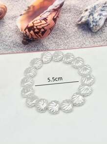 6pcs Fashion Charm Teenage Ocean Series Conch Shell Starfish Faux Pearl Beaded Bracelet, Multilayer Elastic Rope Elegant Bracelet Accessories