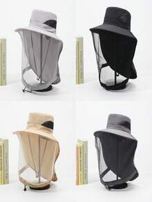 夏季网眼防蚊虫帽养蜂人面部防护帽防紫外线防晒帽丛林农场钓鱼帽透气露营帽户外 - 彩色 - 查看 2