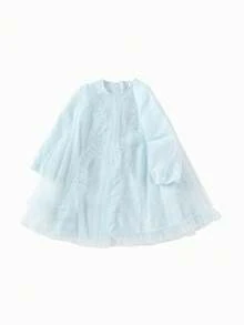 Balabala 2025 New Young Girl Princess Dress, Tulle A-Line Fairy Style Party Dress - Blue Tint - View 3