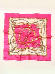 1pc Bohemian Style Fashionable Paisley Print Chain Bandana,Satin Scarf, Elegant For Casual Daily Life As Headscarf, Shawl And Sun Protection