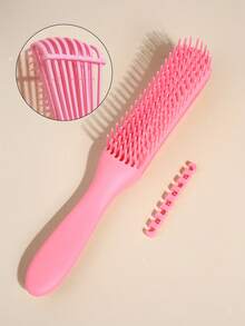 1支装卷发或直发专用顺发梳，适用于非洲裔3/4abc发质，快速轻松地梳理干湿头发，无痛感。美发造型套装，美发工具套装，美发套装，美发工具，美容，美发配件，理发沙龙美容旅行必备美发产品，护发，美发配件 - 粉色 - 查看 3