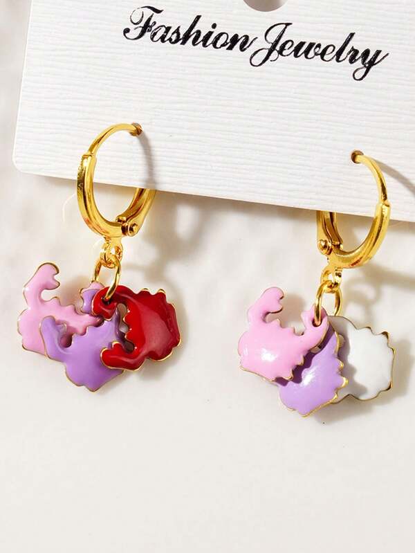 2025 Summer Nautical Series Colorful Dripping Glaze Fish & Crab Shaped Earrings, Fashionable Stainless Steel Casual Accessories