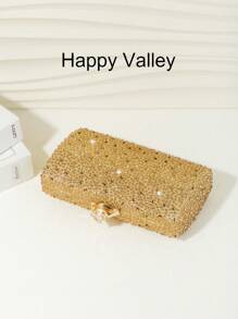 1pc Sparkling Rhinestone Women's Evening Clutch Bag, Elegant & Exquisite Rhinestone Alluring Handbag With Metal Chain, Suitable For Party, Romantic Wedding, Prom, Banquet, Birthday Gift, Valentine's Day Gift.