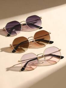 3 قطع من مسحوق الشاي الأرجواني المزدوج بإطار ذهبي