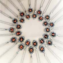 1pc Vintage Stainless Steel Chain Necklace With 26pcs Flame Shaped Letter Pendant