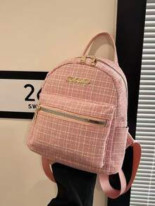 Korean Style Large Capacity Student Backpack, Plaid Pattern, Fashion, Versatile, Unique, Back To School Backpack - Multicolor - View 11