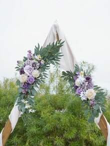 2 件/圣诞婚礼/生日派对金色背景架（花环装饰），金属气球拱门架带花环装饰套装，适用于派对婚礼/冬季假期大型宴会仪式万圣节派对背景装饰（派对礼物/户外/室内家居装饰） - 金色 - 查看 7