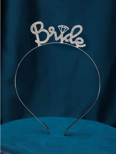 1pc Bridal Crystal Headband With "BRIDE" Letter, Elegant Wedding Crown Tiara, High-End Party Headpiece Suitable For Daily, Wedding, Party, Holiday Events