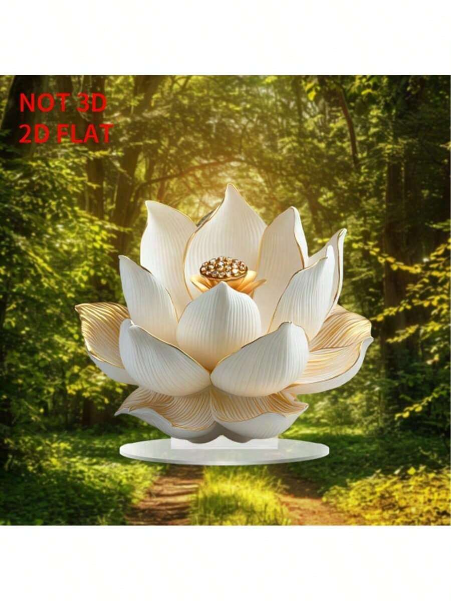 2D Flat Acrylic Elegant Floral Decoration - Used For Lotus Design, With Crystal Center Decoration, Suitable For Multifunctional Desktop Decoration In Homes,Thickness 0.2cm Cafes, And Offices - Ideal Holiday And Birthday Gifts Without Electricity Mother's Day Graduation Season Wedding Preferred