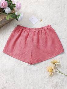 Quần short nữ mùa hè in sọc, buộc dây, kiểu dáng tối giản, phong cách Y2K Sunshine Girl. - Đỏ - Xem 6