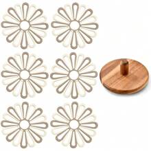 6Pcs Nordic Silicone Placemats Flower Relief Embossed Round Heat Insulation Non-Slip Tablemat Coaster Decor Tableware Dining Mat