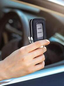 1 件便携式时尚 PU 汽车钥匙包、迷你钱包、大容量钥匙包双层腰挂通用拉链钥匙包带钥匙圈和钥匙链包圣诞礼物、教师节、情人节、生日、圣诞节和任何特殊场合