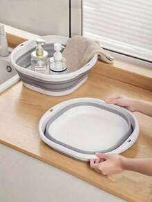 1件便携式折叠洗脸盆，多功能折叠盆，家用洗衣盆，水桶，盛水容器，水果蔬菜洗脸盆，洗脚盆，折叠盆，可用于浴室，旅行，大学宿舍，便携式浴室装饰，洗脸，洗菜，洗内衣，泡脚，适用于家庭，学校，办公室，汽车，节省空间返校