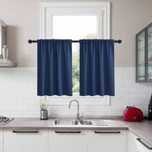 Local Delivery Black Blackout Curtains 63 Inch Length, Room Darkening Thermal Insulated Noise-Reducing Black Out Curtains For Bedroom Living Room Windows, Back Tab Rod Pocket, W52 X L63 Inches, 2 Panels - 藍色 - 查看 2